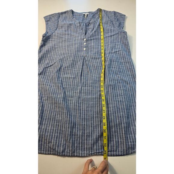 Josie chambray striped shorts sleeve tunic dress short EUC sz L versatile preppy - Picture 7 of 8